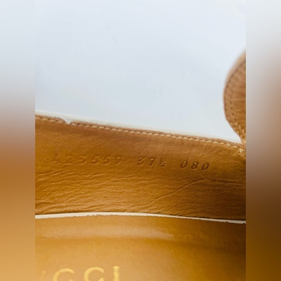 GUCCI Peyton Pearl GG Embellished Web White Cream Leather low heel loafers 37.5 - Picture 10 of 12